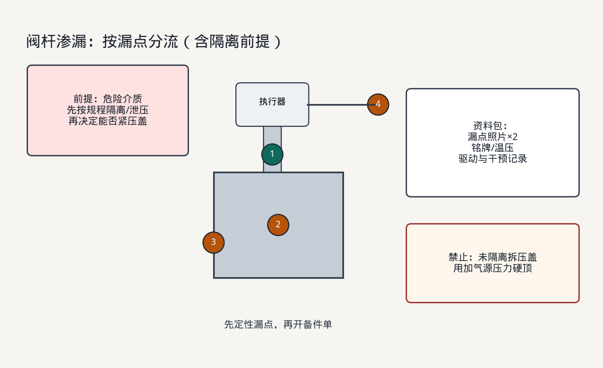 阀杆渗漏漏点分流示意