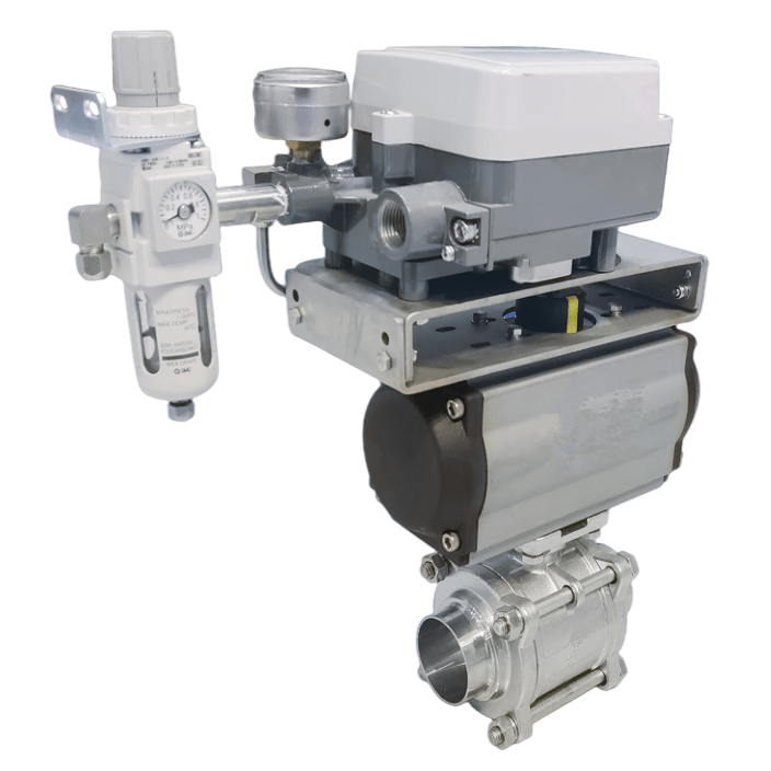 TQ661F气动三片式对焊调节球阀外观图
