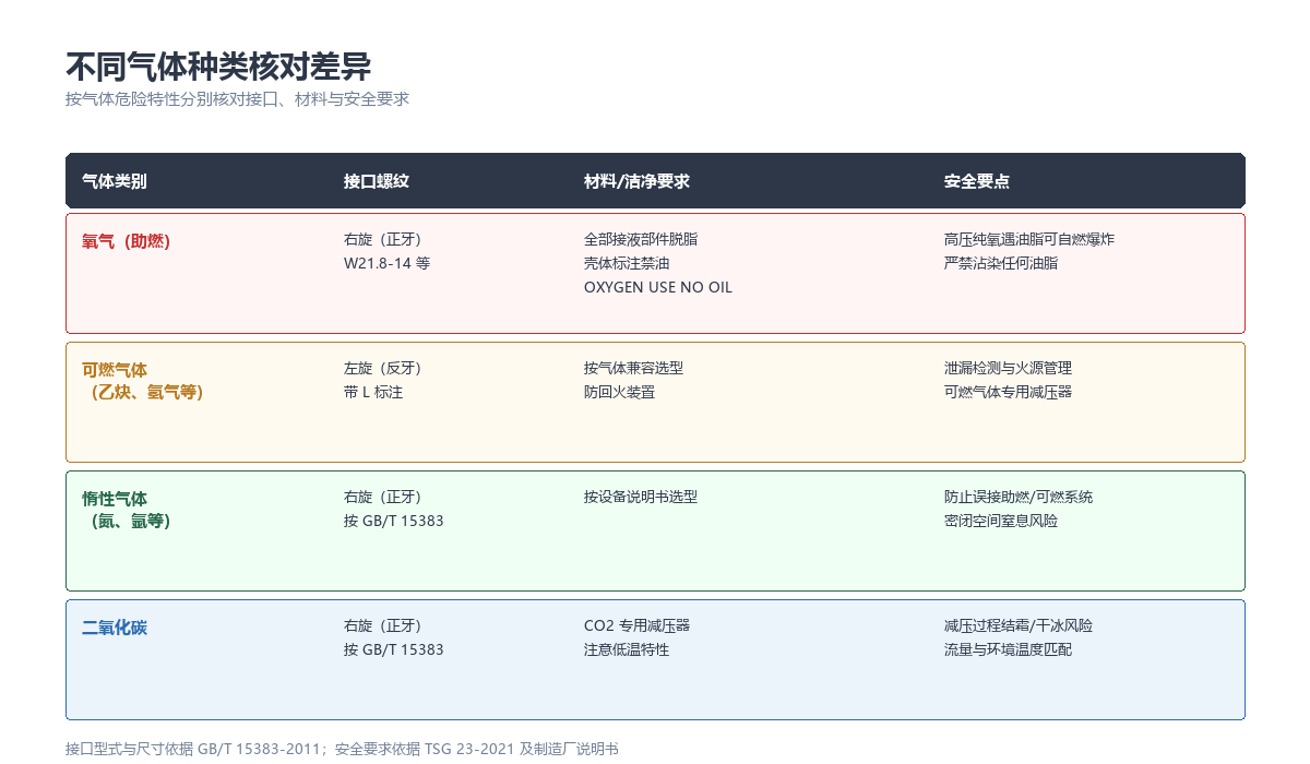 不同气体种类核对差异