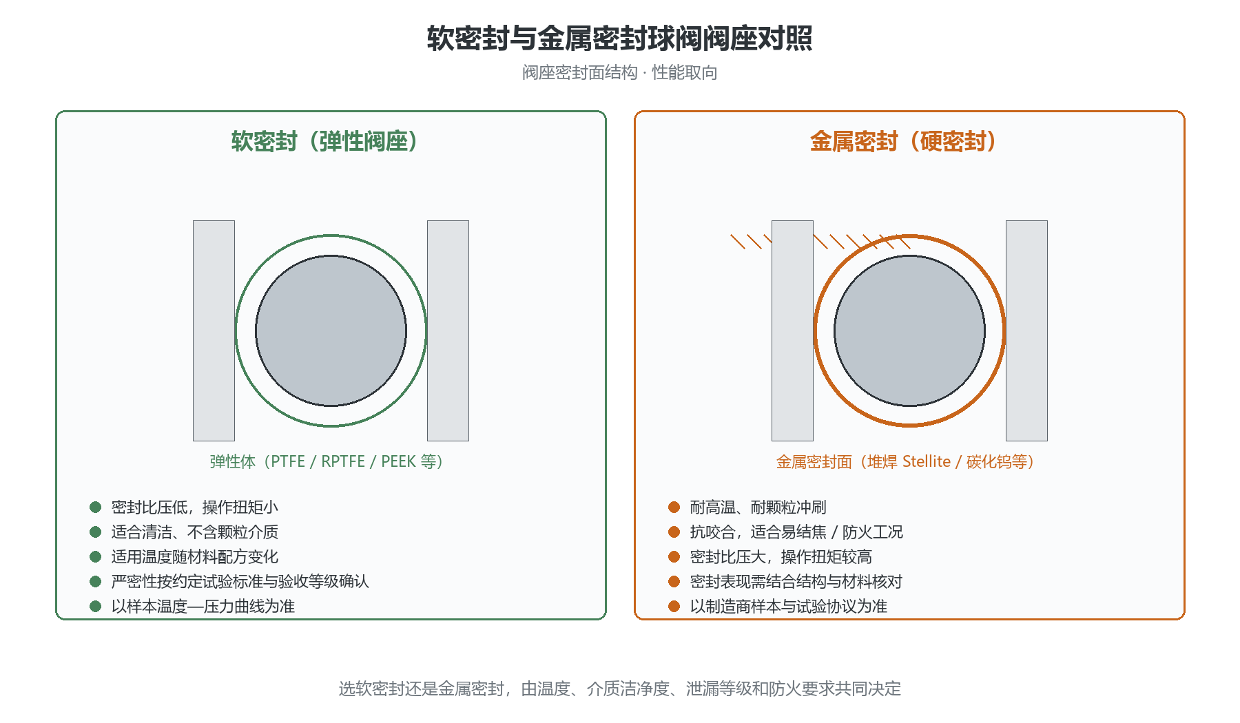 软密封与金属密封在结构、泄漏等级和适用工况上的对照