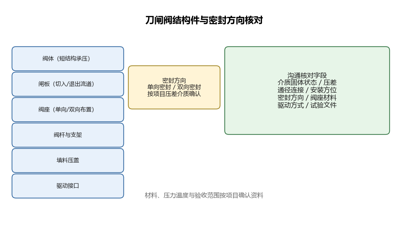 刀闸阀结构件与密封方向核对字段